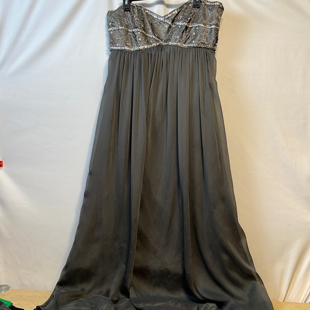 db/studio long grey beaded dress